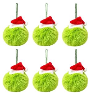 MAYIT 6PCS Vải nhung Những Giáng sinh mềm mại Đồ thủ công tự làm Mũ ông già Noel Trang trí cây thông Noel Bóng nhồi bông Đồ trang trí treo cây thông Noel Trang trí cây thông Noel