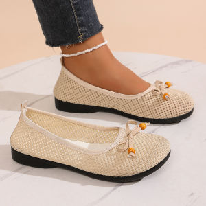 Free Shipping Retro Suede Evening-Style Bow-Tie Round-Toe Shallow-Mouth Loafers Versatile And Comfortable Flat Ballet Flats For Women