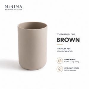 MINIMA Japanese Style Bathroom Non-slip Toothbrush Holder Cup - White and Gray - Wooden Shelf - Secure Grip - Fast Shipping - Authentic Product - Local Seller