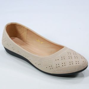 666-4 หุ้มส้น1" พื้นนุ่มมาก หนังPUนิวบัค หน้าฉลุ ปักลาย FAIRY