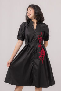 RIMINI - Dress Wanita Kondangan Sincia Bordir Lengan Pendek XS-L - Nuwa Dress - 85678