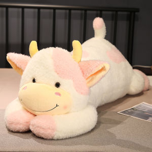 hot 1pc 90cm Lovely Milk Cow Plush Toys Cartoon Stuffed Animal Cattle Dolls Sleeping Pillow For Baby Girls Birthday Gifts