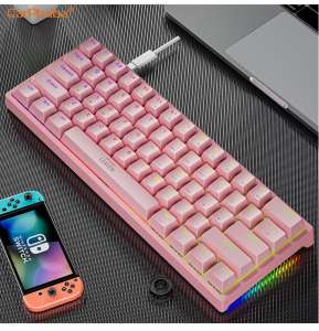 K620 Mini Gaming Mechanical Keyboard 61 Keys RGB Hotswap Type-C Wired Gaming Keyboard PBT Keycaps 60 Percent Ergonomics Keyboard