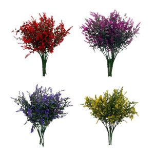 NAELIN 5PCS Bông lúa mì Hoa oải hương nhân tạo. Chống tia cực tím. 7 đầu Bó hoa oải hương Thật tế ảnh Bó hoa cưới Vườn ngoài trời