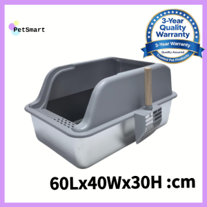 （SG STOCKS）Stainless Steel Cat Litter Box Pet Litter Box with Scoop large capacity Heighten litter box set