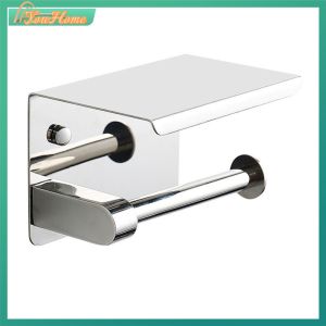 Space-Saving Stainless Steel Toilet Paper Holder Wall Mounted Punch-Free Bathroom Accessories Modern Silver Design
