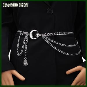 RAZIE BIN 1PC Phụ Nữ Eo Chuỗi Vành Đai Cho Váy Váy Thắt Lưng Với Mặt Trăng Sao Dây Thắt Lưng Vàng Bạc Phụ Nữ Quần Áo Chuỗi Phụ Kiện