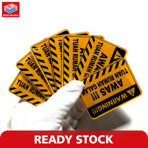 Sticker Akrilik 3D Awas Tuan Rumah Galak model Panjang / Tempelan Peringatan Lucu Timbul