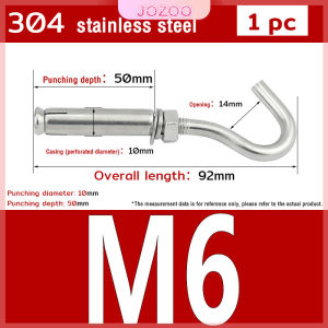 Jozoo Heavy Duty Concrete Hook 304 Stainless Steel M6 M8 M10 Expansion Screw Hooks