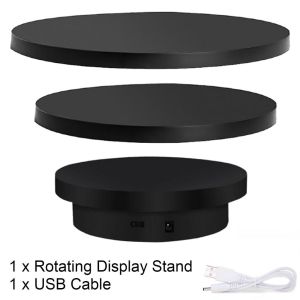 14/20/25cm 3in1 Showcase Display 360 Rotating Stand White Black USB Electric Rotate Turntable Alas Putar Produk 电动旋转盘