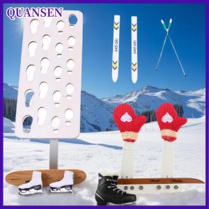 QUANSEN 1ชุดบ้านตุ๊กตาไม้ขนาดเล็กบอร์ดสกีไม้ตกแต่งฉากคริสต์มาสบ้านตุ๊กตาอุปกรณ์คริสต์มาสของเล่นของขวัญสำหรับเด็ก