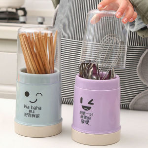 Chopstick Holder Spoon and Fork Organizer with Dust Cover Detachable Cage Kitchen Plastic Storage Rack Large Capacity