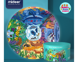 ( SIÊU GIẢM GIÁ) - XẾP HÌNH HỘP TRÒN 150 MIẾNG – MIDEER 3082/3099 - Round Puzzle - Wandering Through The Space & Animals around the world