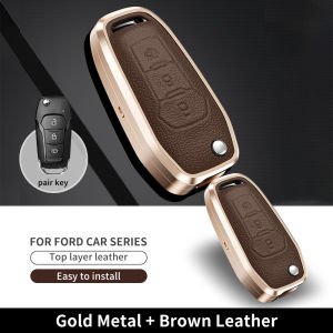 เคสกุญแจหนังโลหะ Airspeed ป้องกันกุญแจรถพับได้ทำจากอลูมิเนียมและหนังวัวเพื่อป้องกันการสึกหรอและเคสกุญแจหนัง