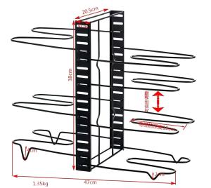 8 Tier Pot Pan Rack Holder Storage Shelf Multilayer Kitchen Multifunctional Cookware Organizer Lid Cover Drying Adjustable Cabinet Bracket Detachable Cutting Board Accessories Durable Sturdy Metal Rustproof Space-Saving Countertop Versatile储物架金属支架