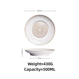 OMK Japanese Style Handmade Ceramic Tableware Set Deep Dish Dinner Plate set Spaghetti Plate Salah Bowl