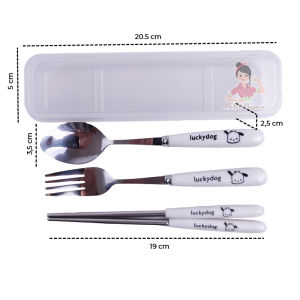 Alat Makan Set Sendok Garpu Sumpit Stainless Anak & Dewasa Model Korea