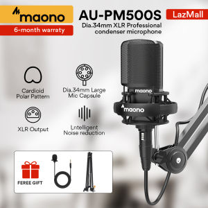 MAONO PM500 XLR Condenser Microphone with 34mm Large Diaphragm Professional Cardioid Studio Mic for Recording Podcasting Streaming Voice Over Vocals Music YouTube