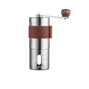 OPBWQH 304 Stainless Steel Manual Coffee Grinder Adjustable Burr Portable Coffee Making Tool Coffee Making Tool Ergonomic Handle Hand Crank Mill Home Use