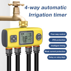 4 Zones Automatic Water Timer Garden Irrigation Controller Waterproof Outdoor Sprinkler Timer Rain Delay Lawn Drip System