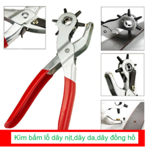 Kìm bấm lỗ thắt lưng dây nịt bấm dây da đồng hồthắt lưng giày dép bìa cứng + 6 size lỗ đa năng
