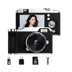 FIRST SONG Front/Rear Dual Camera 4K HD Digital Camera Autofocus 16x Zoom 64MP Photography Video Camcorder Retro Fashion 2.4 Inch Screen Entry-Level CCD Camera Student Beginners