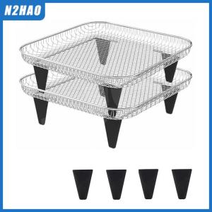 N2HAO 4 6 8Pcs Dewatering Rack Buffer Pad Air Fryer Silicone Feet Steam Protector For Dehydrator Racks Tabs Silica Gel Tray Bumpers