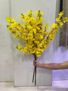 Combo 5- 10 Cành hoa mai hoa đào cao cấp 95cm bông siêu to trang trí Tết - hoa giả decor trang trí nhà tết