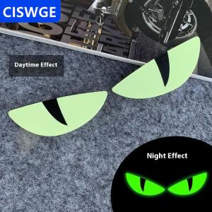 [COD] CISWGE AUTOPARTS Sáng 3D Quỷ Mắt Mèo mắt Thiết kế xe máy Sticker Glowing Đèn pha decal cho xe tay ga trang trí