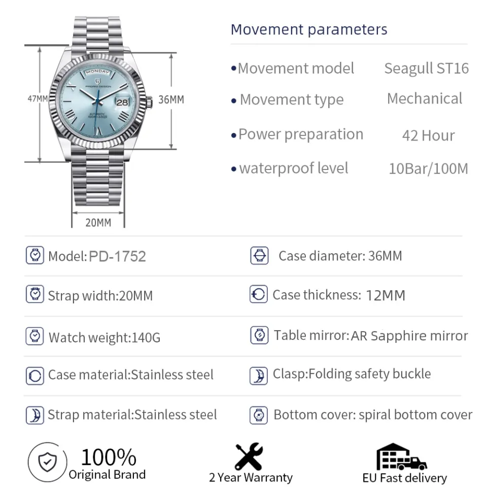 PAGANI DESIGN 2023 New DD36 Luxury Meteorite Dial Automatic Watch For Men  mechanical Wristwatch Sapphire glass 10Bar Waterproof