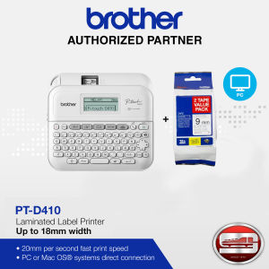 Brother PT-D410 Desktop PC Connectable Label Printer with Twin Pack TZe-221 Tapes 9mm