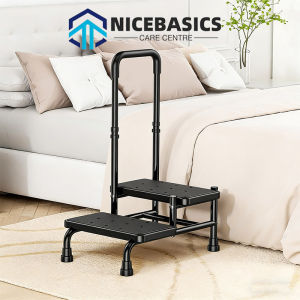 Upgrade 2 Step Stool with Handle for Elderly Adults And Kids For High Beds Kitchen Bathroom RV