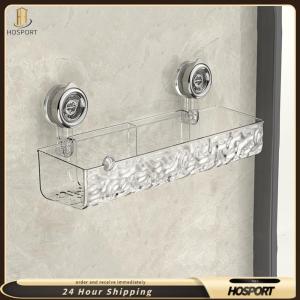 【HOSPORT】 2Pcs Suction Cup Bathroom Storage Shelf No Drill Storage Basket Multifunctional Floating Shelf Bathroom Accessories