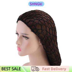 SHNGki Womens Mesh Hair Net Crochet Cap Solid Color Snood Sleeping Night Cover Turban