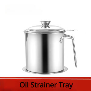1.3L Stainless Steel Oil Filter Storage Tank Oil Container Healthy Kitchen Cooking Grease Filter Oil Fat with Dust-Proof Lid