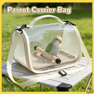 Portable Parrot Carrier Bag Breathable Crossbody Bird Backpack with Stand and Tray