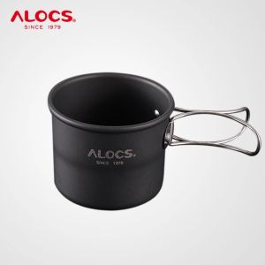 Alocs Portable Mini 150ml Camping Water Cup Mug Coffee Cup Tumbler Folding Handle For Travel Hiking