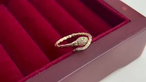 Micro Pave Zircon Snake Ring   Electroplating 18K High-quality color-retaining adjustable open ring with a premium feel for the index finger