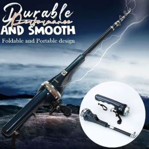 JEAWR 131cm Fishing Rod Foldable Telescopic Fish Pole Reel Combo Mini with Fishing Line Fish Tackle Set Outdoor Fishing