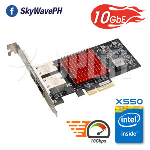 Genuine Intel X550-T2 2xRJ45 Dual Port 10Gbe 10G 10Gbps Converged Network Adapter for Server PC with SFF Bracket (PCIEx8)