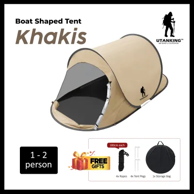 UtanKing™ Boat Shaped Camping Tent Foldable Pop Up Tents Hiking Auto Open Khemah Lipat Khemah Campak