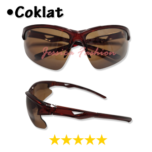 Kacamata Olahraga Gowes Bekendara Motor Mobil Hiking Traveling Pantai Sunmori Lensa Hitam Coklat Anti Uv Protection Matahari Cocok Untuk Pria Wanita Model Wrap Around Semi Rimless - MURAH COD