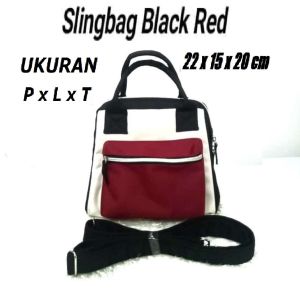 TAS MARCELLIVO SLING BAG SMALL BLACK RED