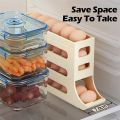 PP Plastic Refrigerator Egg Storage Box 30 Grids Large Capacity Automatic Scrolling Egg Holder Practical Space Saving Roll Off Egg Storage Rack Homeuse. 