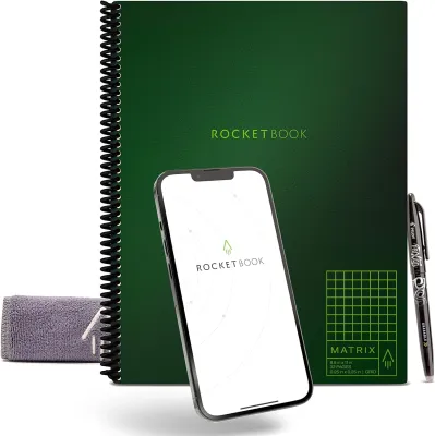 Rocketbook Matrix Smart Reusable Graph Notebook - Eco-friendly Digitally Connected Isometric Notebook