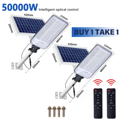 【1 Years Warranty】Solar Outdoor Light Waterproof 50000W Solar Street Lights Ip67 Waterproofjalan Led Lampu Solar Remote Control 0 Electricity Bills All Year Energy Saving And Environmental Protection solar street light