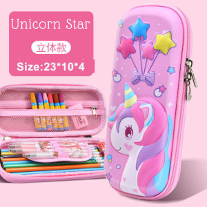 Pencil Box 3D Cartoon Unicorn Cute Pencil Case School Stationery Large Capacity Pencil Cases for Student kids gift