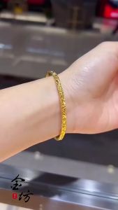 New hot sale  ร้านทอง สไตล์เดียวกัน วิธีโบราณ สร้อยข้อมือทองทรายสามด้าน สร้อยข้อมือแฟชั่นอเนกประสงค์ ระดับไฮเอนด์ สร้อยข้อมือระยิบระยับ สไตล์คนดังในอินเทอร์เน็ต ขายส่ง 2025