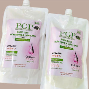 Uốn nóng uốn lạnh 2in1 dạng gel PGP 900ml chứa colagen và karatin mùi hươnh dễ chịu