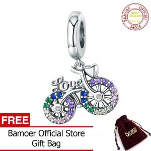 BAMOER 925 Sterling Silver Crystal Bike Bicycle Shape Pendant Charms fit Original Bracelets & Necklaces Jewelry Gift SCC1082  Jan